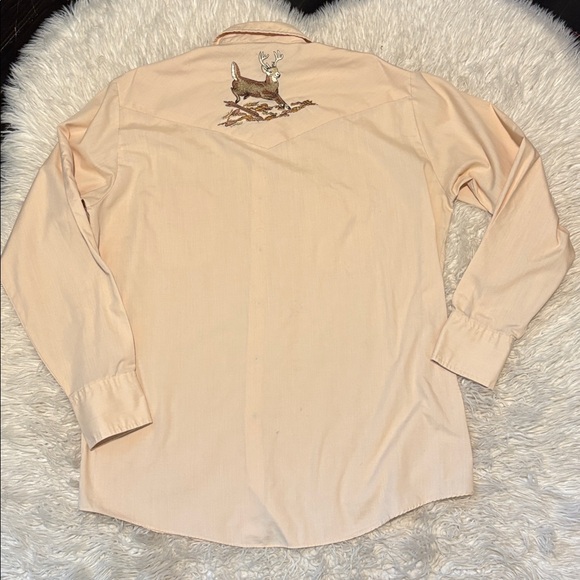 Ely Cattleman Peach Embroidered Deer Western Button-Down Shirt - Picture 6 of 8